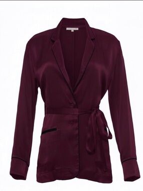 Burgundy Tie-Waist Blazer